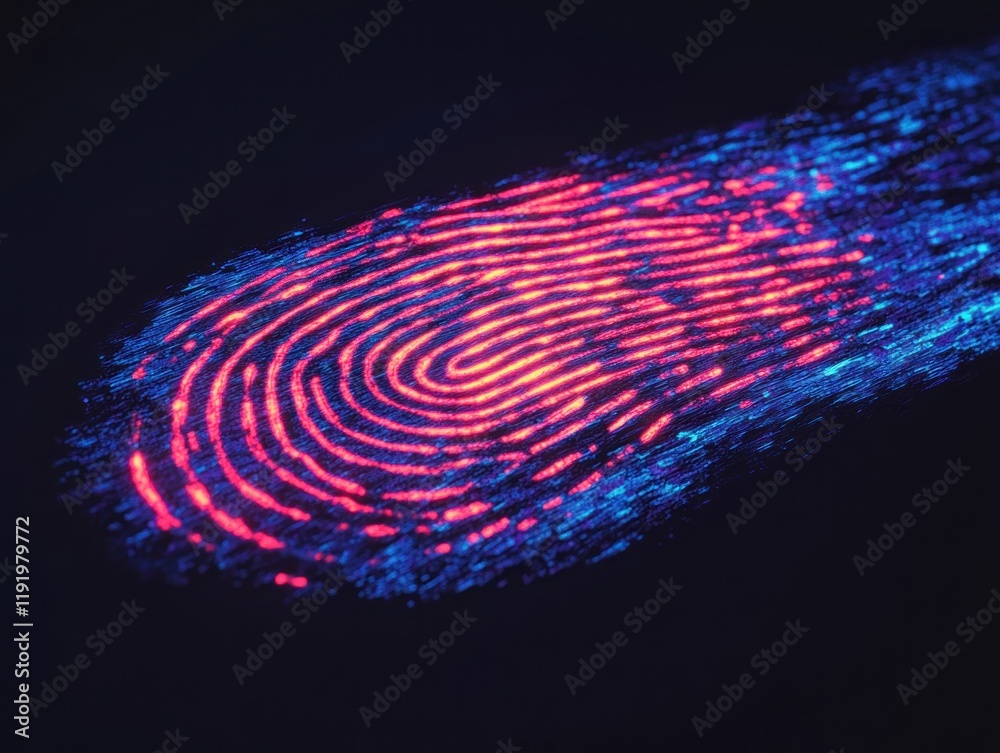 Wall mural Neon Fingerprint: A Glowing Impression of Identity