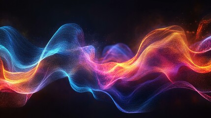 A dynamic 3D visualization of abstract waveforms and ripples, rendered in bright, contrasting colors.
