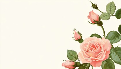 Fototapeta premium Valentines day card design featuring pink rose illustration elegant setting digital art romantic vibes