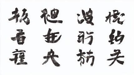 A set of Chinese character icons for happiness, prosperity, and longevity, styled in elegant calligraphy, isolated on white