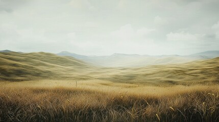 Fototapeta premium Serene Rolling Hills Under a Cloudy Sky