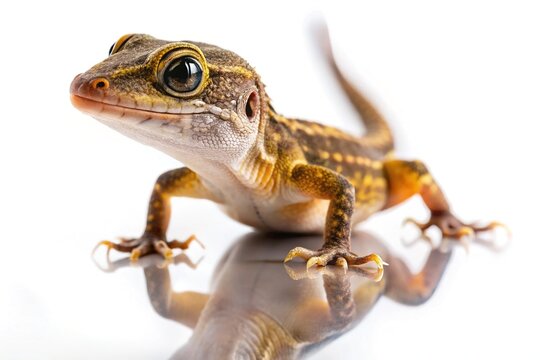 Asian House Gecko, Hemidactylus, Reptile, Closeup, Detailed, Sharp, Bright, Colorful, Isolated, Stock Photo