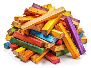 Fototapeta premium Bright Colorful Firewood Kindling Pile - Stock Photo