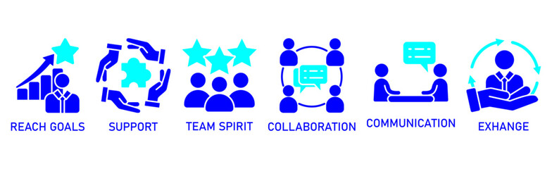 Working together banner web icon vector illustration concept with icon of communication, coordination, support, delegation, efficiency, collaboration, teamwork, spirit, goals