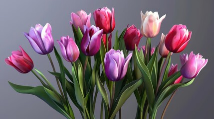 Fototapeta premium A vibrant bouquet of tulips in various colors, showcasing nature's beauty.