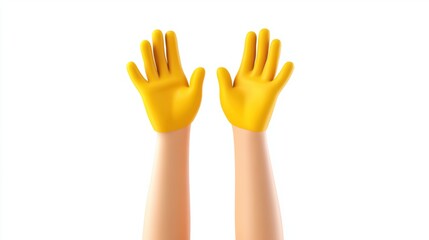 Obraz premium A hands-up emoji with both hands raised, radiating excitement or celebration, isolated on a clean white background