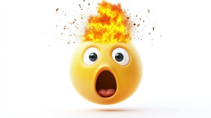 A mind-blown emoji with a small explosion above its head, expressing shock or surprise, isolated on white