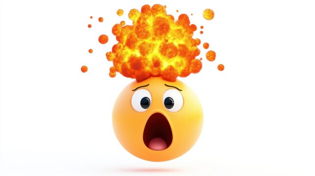 A mind-blown emoji with a small explosion above its head, expressing shock or surprise, isolated on white