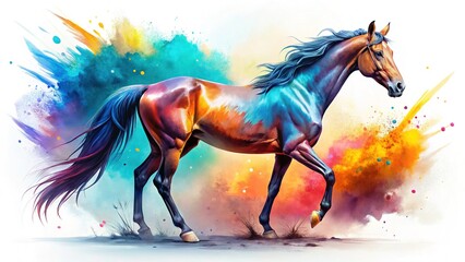 Majestic Horse Silhouette Painting - Dynamic Colors