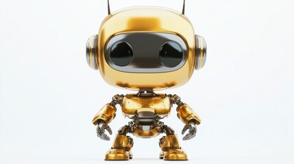 Naklejka premium A robot emoji with a metallic face and small antenna, looking futuristic, isolated on white