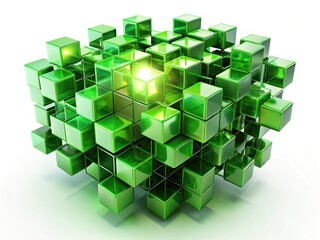 Obraz premium Network Cubes: Bright, Colorful 3D Abstract Digital Structure