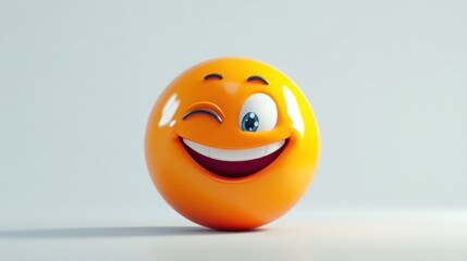 A winking emoji with a cheeky smile, perfect for playful expressions, isolated on white
