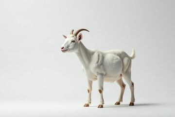Obraz premium Single white goat against stark white Minimalist , side, agriculture