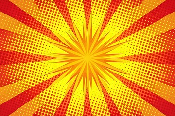 Retro Pop Art Background, Yellow Red Dot Design, Comic Book Style, Bright Colors, Sharp Image