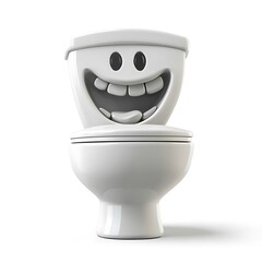 A highly detailed, realistic toilet emoji icon with natural reflections, set on a white background
