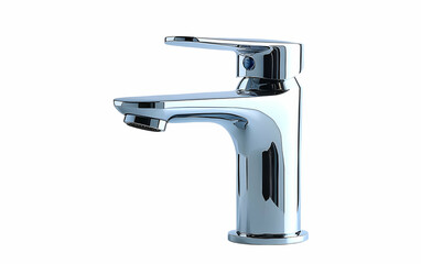 Chrome faucet, studio shot, white background, plumbing