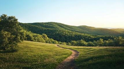Serene Hillside Path: A Tranquil Escape into Nature's Embrace