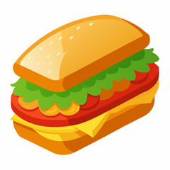 A stylized sandwich with a golden bun and fresh lettuce.