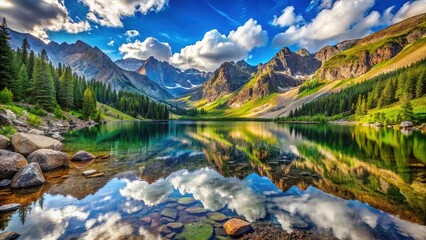 Fototapeta premium Upper Cataract Lake, Eagle's Nest Wilderness, Gore Range, Colorado Rockies - Stunning Mountain Lake Photography