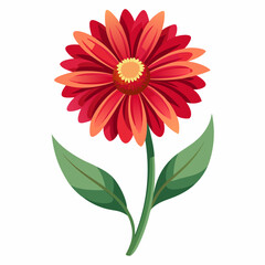 A vibrant red flower with layered petals and a yellow center.