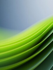 Obraz premium Soft light illuminates vibrant green paper curves gracefully arranged. AI Generated
