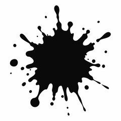 Abstract black ink splash on a white background for creative design.