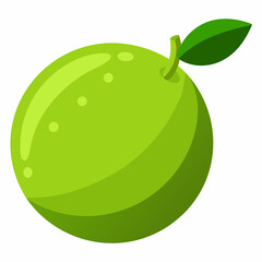 A bright green apple with a leaf, showcasing freshness and vitality.