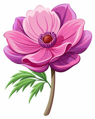 A vibrant pink flower illustration with layered petals.
