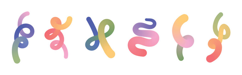 Set of abstract gradient wave line, fluid color shapes