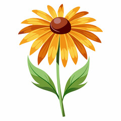 A vibrant illustration of a yellow flower with a brown center.