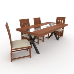 3d render Dining Set design element. Furniture Collection