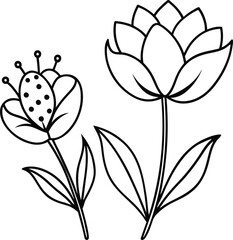 Line art Flower vector illustration, Line art Flower icon, Line art Flower silhouette vector design