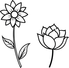 Line art Flower vector illustration, Line art Flower icon, Line art Flower silhouette vector design