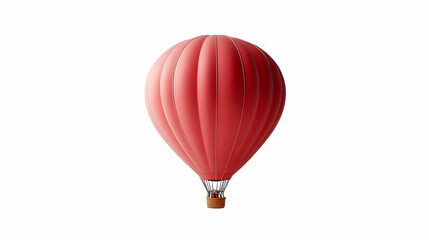 Obraz premium Red hot air balloon ascending, white background, travel