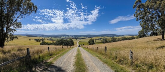 Fototapeta premium Serene Countryside Drive: A Picturesque Australian Landscape