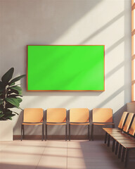 Green Screen Television on the wall in waiting room, version 4