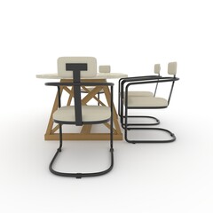 3d render Dining Set design element. Furniture Collection