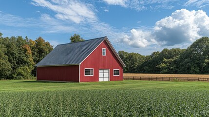 Obraz premium Red Barn in Rural Landscape