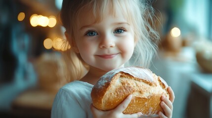 Young girl with bread
