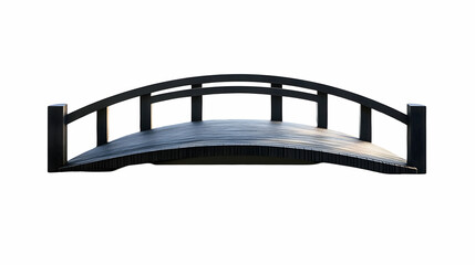 Black arched bridge, garden design, isolated