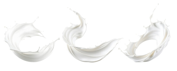 milk splashing set isolated cutout, dairy splash transparent png
