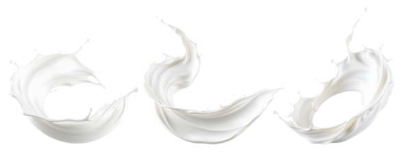 milk splashing set isolated cutout, dairy splash transparent png
