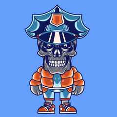 Mascot character design cartoon skull police