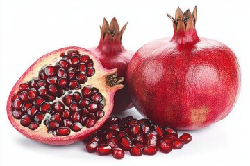 Fresh Pomegranates with Ruby Red Seeds on Display