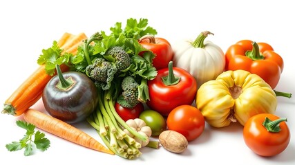 Fresh Vegetables, High-Resolution, White Background, Photorealistic