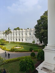 Fototapeta premium Majestic Exterior View of Jai Vilas Palace Showcasing Magnificent Architectural Design, Ornate Details, and Grand Royal Heritage in Gwalior, Madhya Pradesh, India