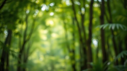 Fototapeta premium Green Forest Bokeh Nature AI Photo - Out of Focus, Sharp Colors, Bright Lighting