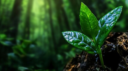 Lush Green Sprout  New Growth  Forest Plant  Nature Background