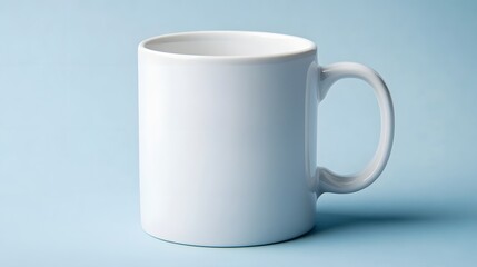 Obraz premium Blank White Mug on Light Blue Background Product Photography