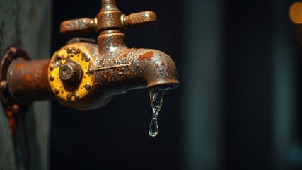 Leaking Rusty Tap - Dramatic Water Drip, HD Photo, Old Faucet, Vintage,  Water Damage,  Rust,  Metal,  Water,  Drip,  Close-up,  High Detail